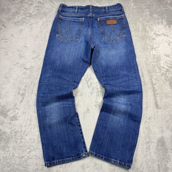 WRANGLER Retro Relaxed Boot Cut Jeans Mens Blue Denim Medium Wash Western Grunge - Picture 1 of 8
